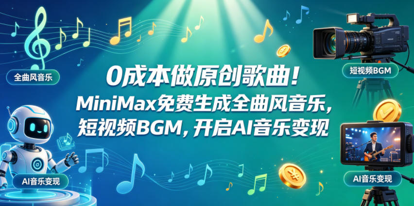 0成本做原创歌曲！MiniMax免费生成全曲风音乐，短视频BGM，开启AI音乐变现-副业资源网