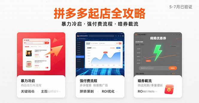 （15670期）拼多多起店全攻略，暴力冷启，强付费流程，暗券截流，5-7月已验证的方法-副业资源网