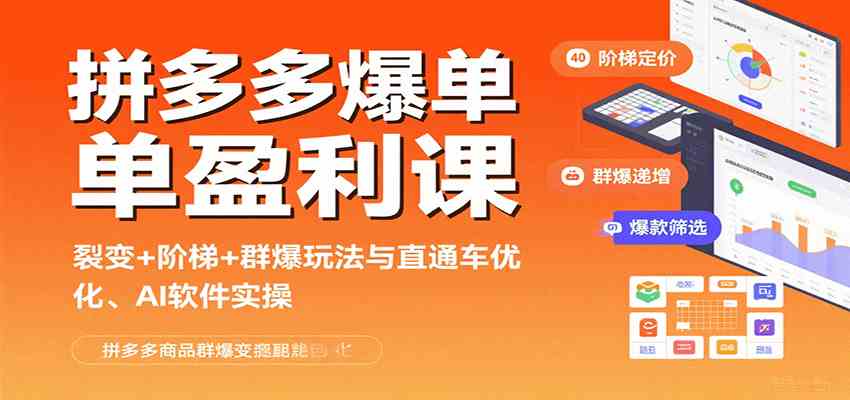 拼多多爆单盈利课：裂变+阶梯+群爆玩法与直通车优化、AI 软件实操-副业资源网