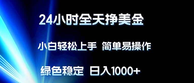 （17557期）24小时全天挣美金，小白轻松上手，简单易操作，绿色稳定，日入1000+-副业资源网