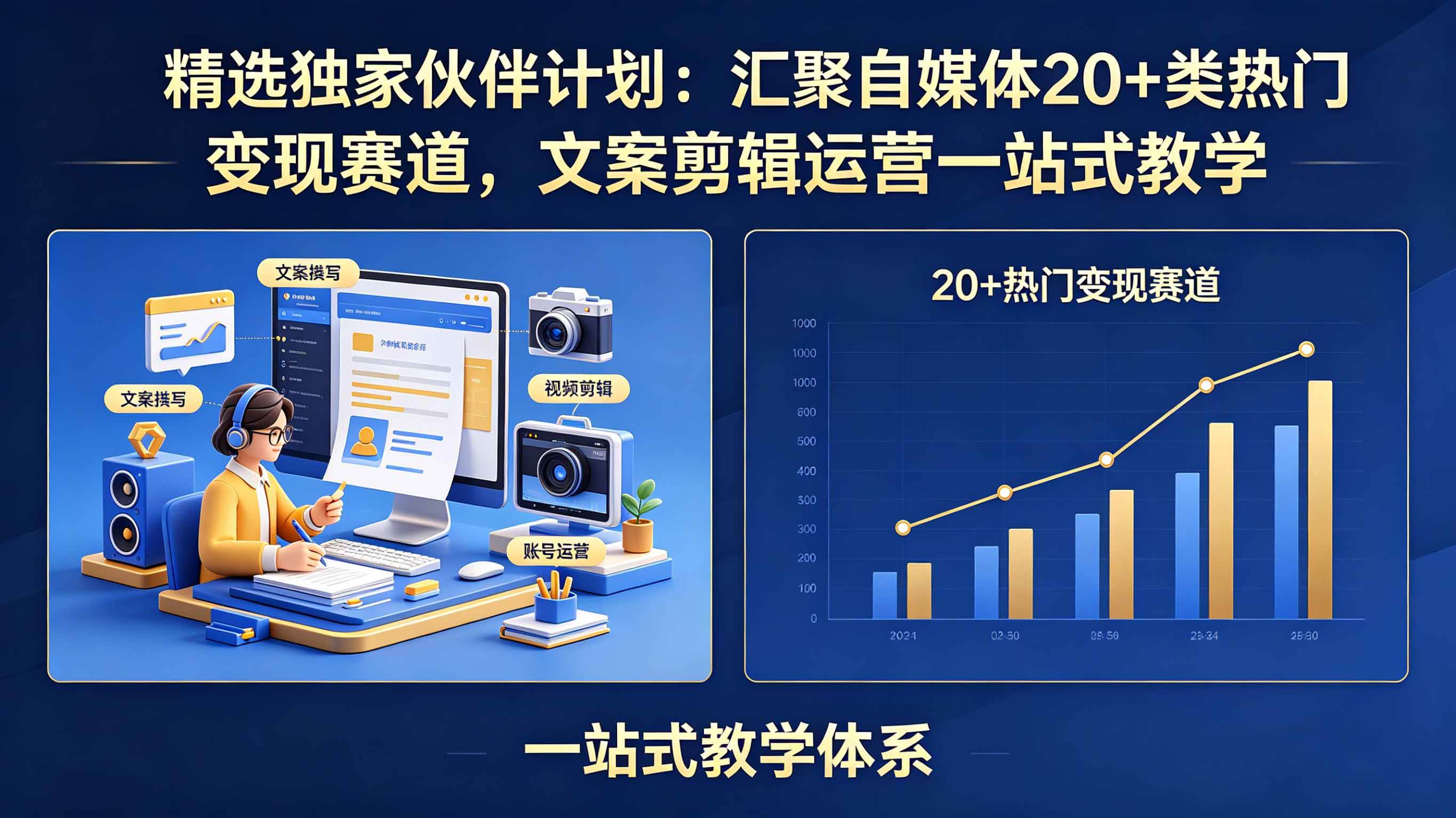 （18478期）精选独家伙伴计划：汇聚自媒体20+类热门变现赛道，文案剪辑运营一站式教学-副业资源网