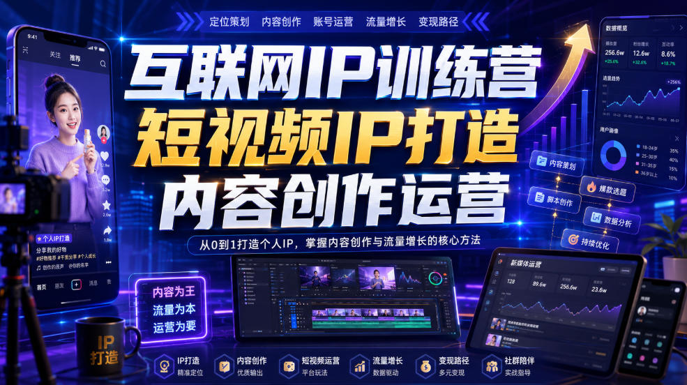 互联网IP训练营,短视频IP打造,内容创作运营-副业资源网