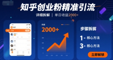 知乎创业粉精准引流，详细拆解，单日收益多张-副业资源网