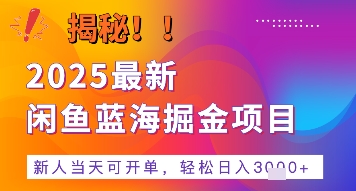 2025最新闲鱼蓝海掘金项目，新人当天可开单，轻松日入多张+的保姆级教程-副业资源网
