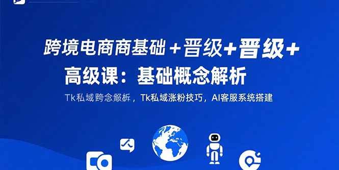 （15496期）跨境电商基础+晋级+高级课：基础概念解析,Tk私域涨粉技巧,AI客服系统搭建-副业资源网