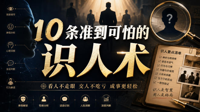 付费文章：10条准到可怕的识人术-副业资源网