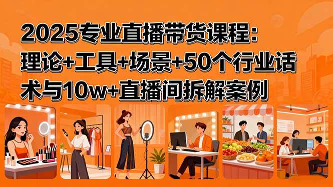 （15988期）2025专业直播带货课程：理论+工具+场景+50个行业话术与10w+直播间拆解案例-副业资源网