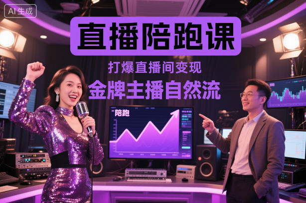 直播陪跑课，金牌主播自然流打爆直播间，复制高变现玩法-副业资源网