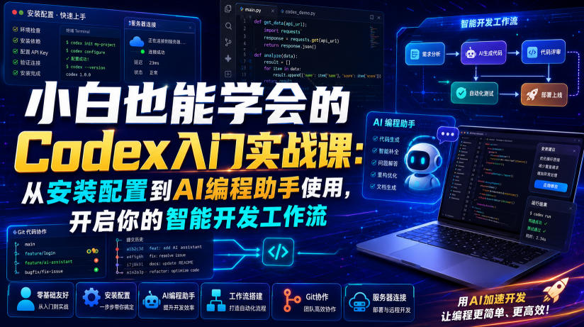 小白也能学会的Codex入门实战课：从安装配置到AI编程助手使用，开启你的智能开发工作流-副业资源网