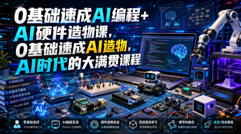 0基础速成AI编程+AI硬件造物课，0基础速成AI造物，AI时代的大满贯课程-副业资源网