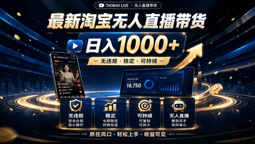 2026淘宝无人直播15.0,独家新技术,不用露脸、不用熬夜,自动直播自动出单,25小时卖17W【揭秘】-副业资源网