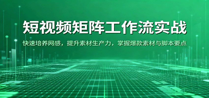 短视频矩阵工作流实战:快速培养网感,提升素材生产力,掌握爆款素材与脚本要点-副业资源网