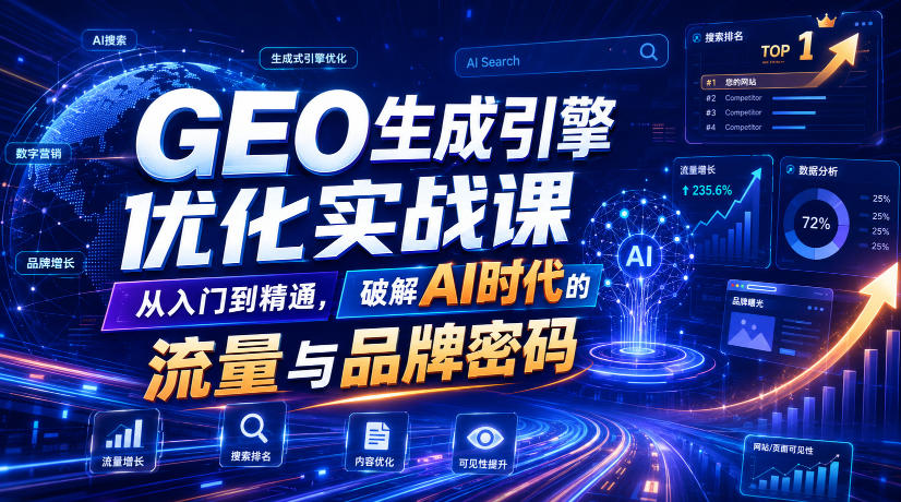 GEO生成引擎优化实战课,从入门到精通,破解AI时代的流量与品牌密码-副业资源网