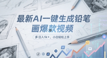 最新AI一键生成铅笔画爆款视频，多平台分发，日 入1k+，小白轻松上手【揭秘】-副业资源网