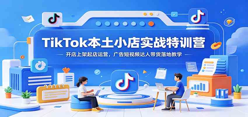 TikTok本土小店实战特训营：开店上架起店运营，广告短视频达人带货落地教学-副业资源网