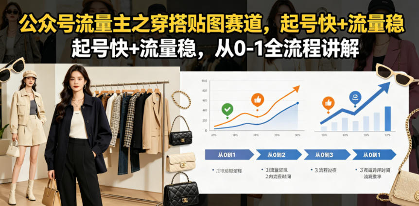 公众号流量主之穿搭贴图赛道，起号快+流量稳，从0-1全流程讲解-副业资源网