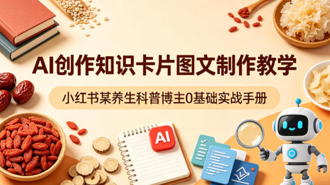 AI创作知识卡片图文制作教学，小红书某养生科普博主0基础实战手册-副业资源网