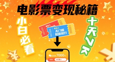 小白必看！卖电影票项目，零投入无门槛谁都能做，十天到手 7k，照做就行【揭秘】-副业资源网