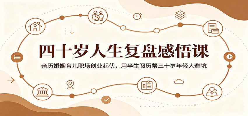 四十岁人生复盘感悟课:亲历婚姻育儿职场创业起伏,用半生阅历帮三十岁年轻人避坑-副业资源网