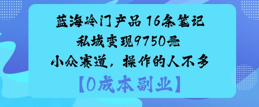 蓝海冷门产品：16条笔记私域变现9750米小众赛道，操作的人不多-副业资源网