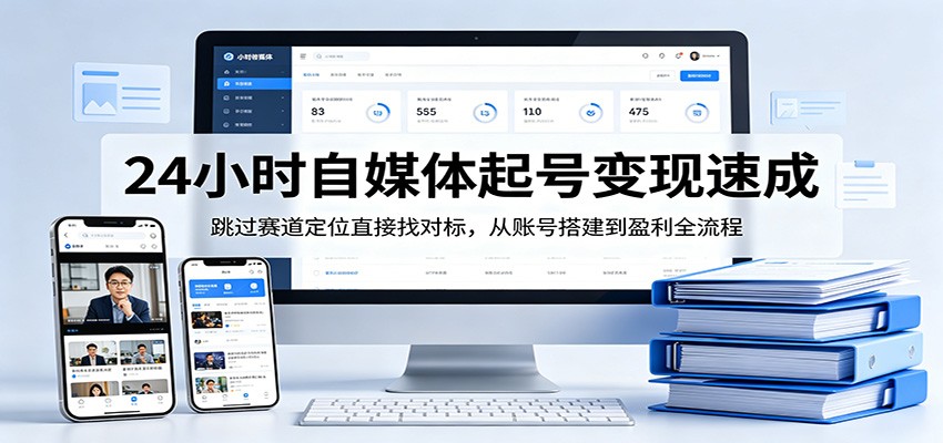 24小时自媒体起号变现速成，跳过赛道定位直接找对标，从账号搭建到盈利全流程-副业资源网