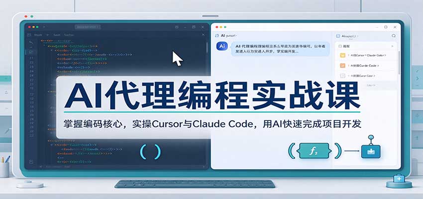 AI代理编程实战课：掌握编码核心，实操Cursor与Claude Code，用AI快速完成项目开发-副业资源网