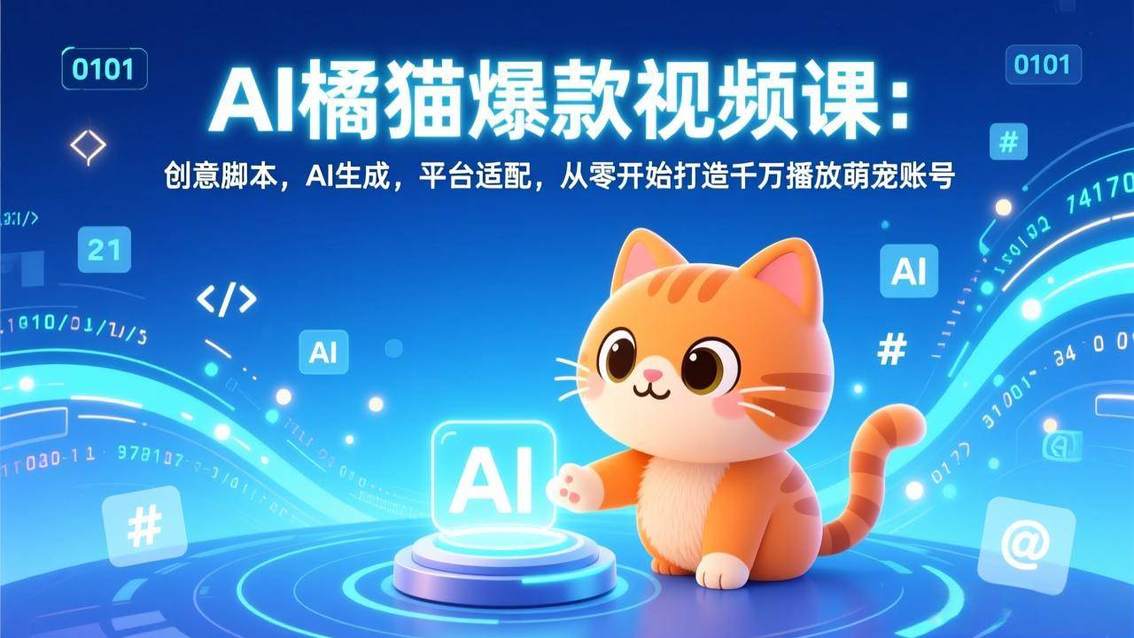 （17091期）AI橘猫爆款视频课：创意脚本，AI生成，平台适配，从零开始打造千万播放萌宠账号-副业资源网