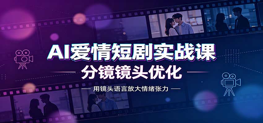 AI爱情短剧实战课：故事剧本创作，分镜镜头优化，智能体提示词-副业资源网