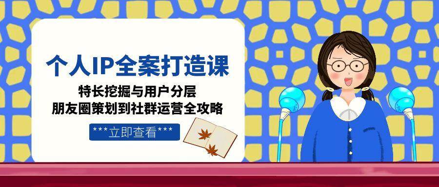 个人IP全案打造课，特长挖掘与用户分层，朋友圈策划到社群运营全攻略-副业资源网