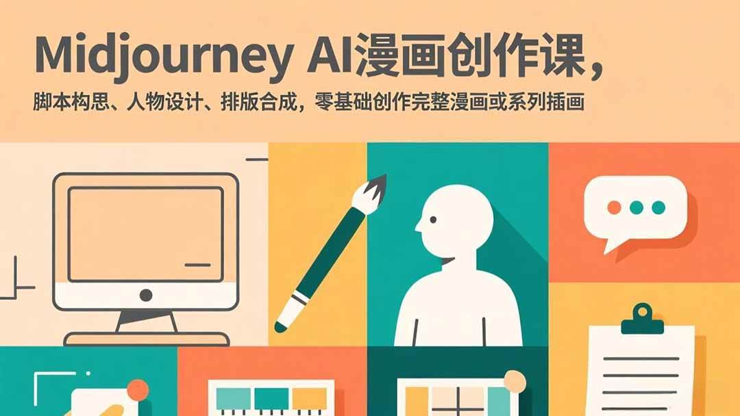 （17299期）Midjourney AI漫画创作课，脚本构思、人物设计、排版合成，零基础创作完整漫画或系列插画-副业资源网