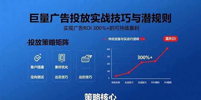 （15626期）巨量广告投放实战技巧与潜规则：实现广告ROI 300%+的可持续暴利-副业资源网