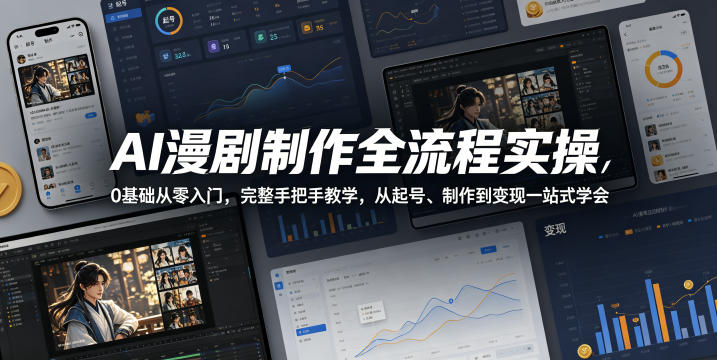 AI漫剧制作全流程实操,0基础从零入门,完整手把手教学,从起号、制作到变现一站式学会(更新)-副业资源网