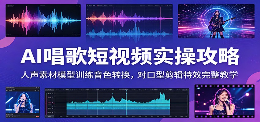 AI唱歌短视频实操攻略：人声素材模型训练音色转换，对口型剪辑特效完整教学-副业资源网