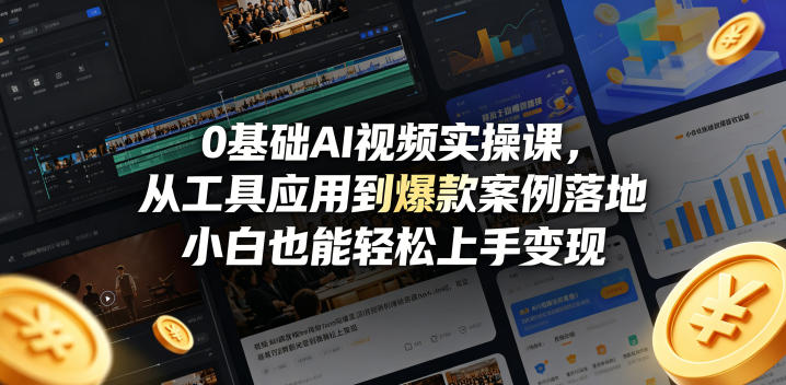 0基础AI视频实操课，从工具应用到爆款案例落地，小白也能轻松上手变现-副业资源网