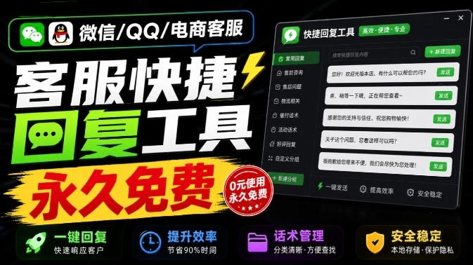 微信/QQ/电商客服快捷回复工具,支持多平台话术库与一键发送,永久免费,使用简单!易歪歪-副业资源网