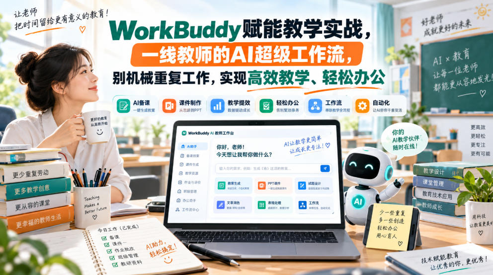 WorkBuddy赋能教学实战，一线教师的AI超级工作流，别机械重复工作，实现高效教学、轻松办公-副业资源网