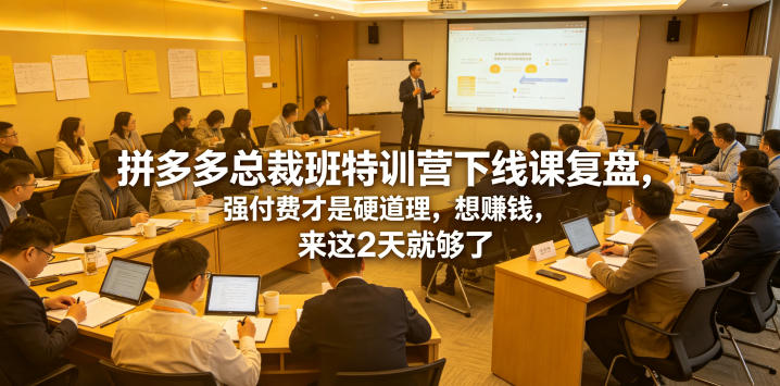 拼多多总裁班特训营下线课复盘，强付费才是硬道理，想賺钱，来这2天就够了-副业资源网