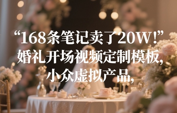 168条笔记卖了20W！婚礼开场视频定制模板，小众虚拟产品-副业资源网