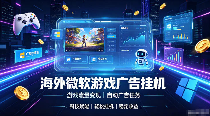 海外游戏广告自动挂G，轻资产海外副业风口，单设备稳定产出500+【揭秘】-副业资源网