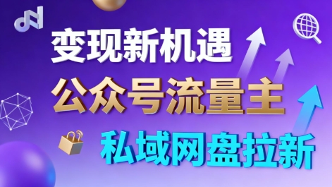 公众号流量主+私域网盘拉新，多方式变现，简单易上手，当天就有收益-副业资源网