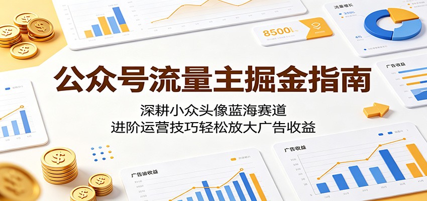 公众号流量主掘金指南：深耕小众头像蓝海赛道，进阶运营技巧轻松放大广告收益-副业资源网