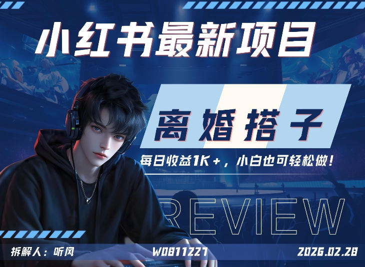 小红书项目—离婚搭子!小众但是热门的赛道,每天稳定1K,新手小白也好做!-副业资源网