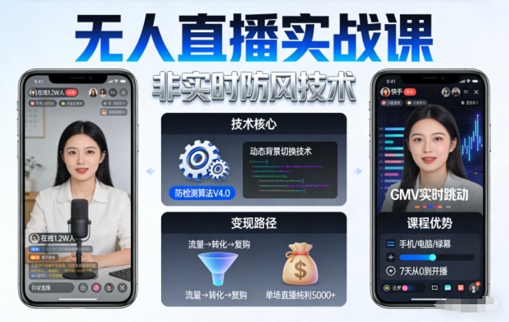 宝子哥无人直播实战课,非实时防风技术,聚焦抖音快手等平台直播带货,轻松开启直播变现之路(更新2026年08月06日)-副业资源网
