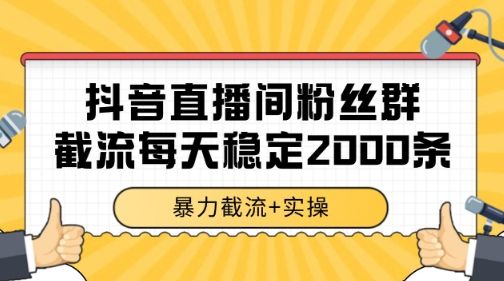 抖音直播间粉丝群暴力截流，一台电脑每天稳定2000条数据【揭秘】-副业资源网