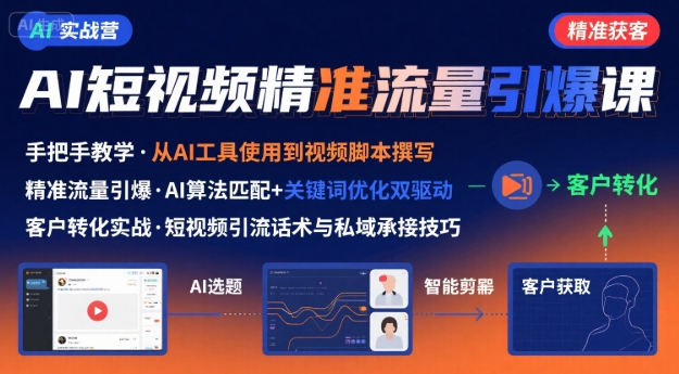 AI+短视频引爆精准客户实战营，手把手教你引爆Ai短视频精准流量-副业资源网