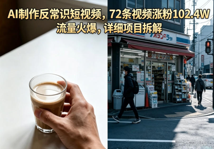AI制作反常识短视频,72条视频涨粉102.4W,流量火爆,详细项目拆解-副业资源网