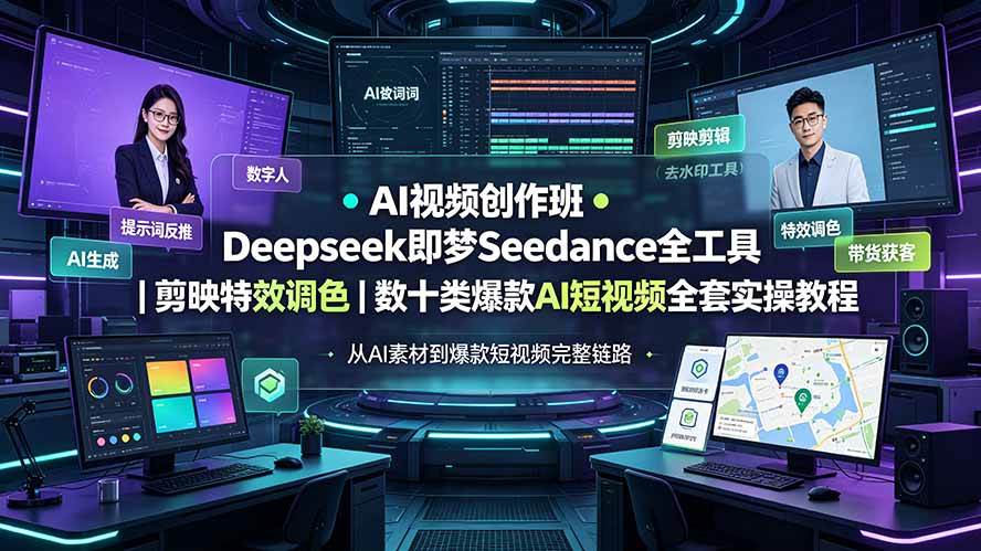 (19454期)AI视频创作班◆Deepseek即梦Seedance全工具|剪映特效调色|数十类爆款AI短视频全套实操教程-副业资源网