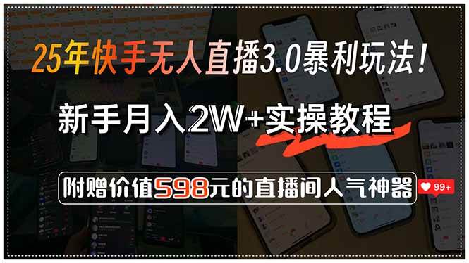 （15335期）25年快手无人直播3.0暴利玩法！，新手月入2W+实操教程，附赠价值598元…-副业资源网
