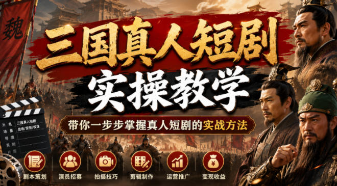 三国真人短剧实操教学，带你一步步掌握真人短剧的实战方法-副业资源网