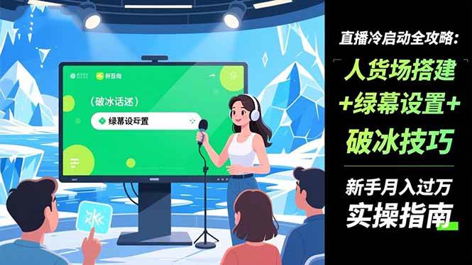 （16605期）直播冷启动全攻略:人货场搭建+绿幕设置+破冰技巧，新手月入过万实操指南-副业资源网